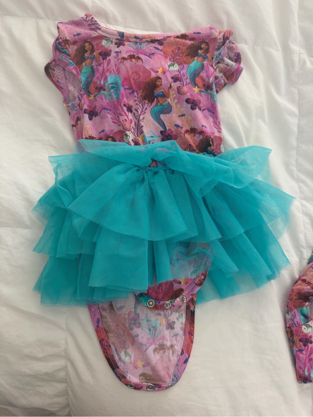 Posh Peanut Pink Mermaid Tulle Tutu Onesie with Teal Skirt